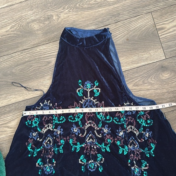 FREE PEOPLE Jill's Sequin Swing Velvet Dress in Blue Combo  Sz: XS - Picture 12 of 16